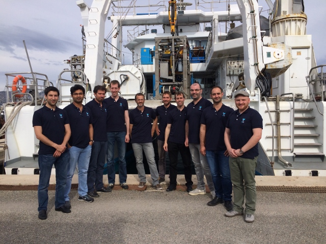 The DexROV partners in Marseille in front of the Janus II. 